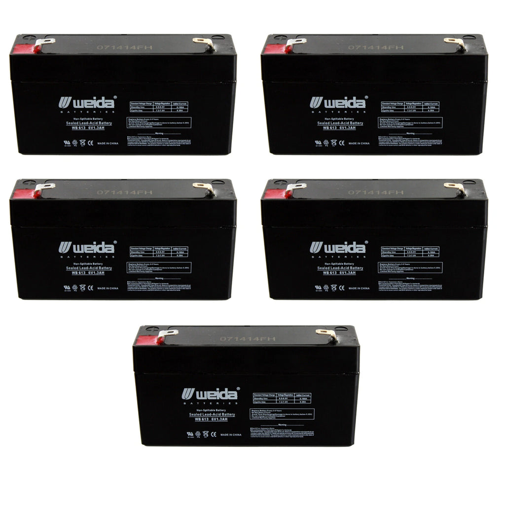 NEW 5pc 6V 1.3Ah SLA Battery WB613 For UB613, PS612, WKA6-1.3F