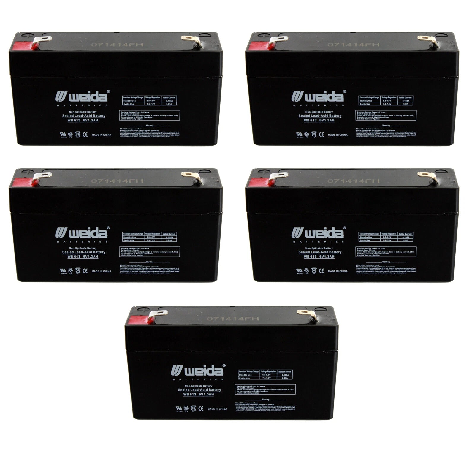NEW 5pc 6V 1.3Ah SLA Battery WB613 For UB613, PS612, WKA6-1.3F
