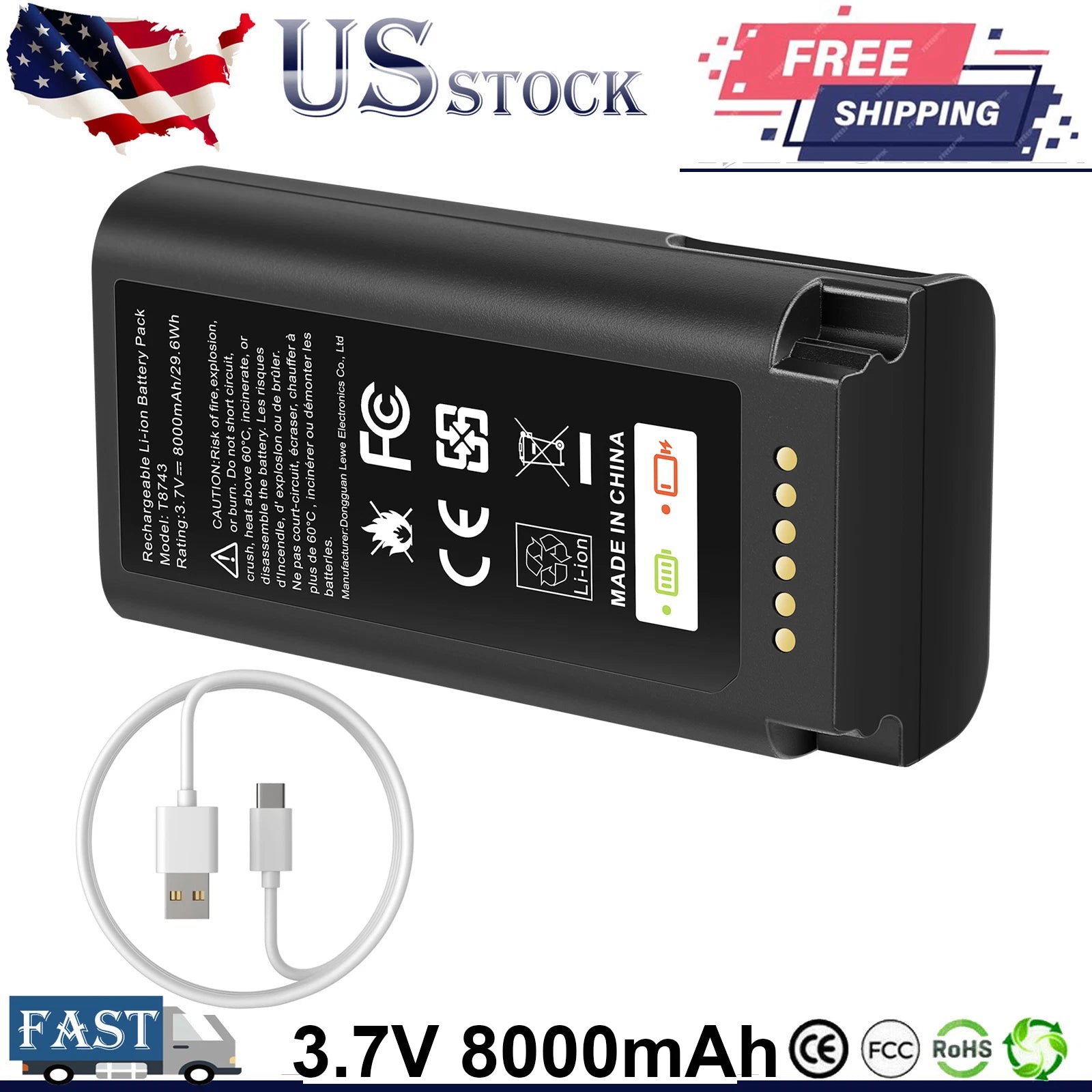 8000mAh T8743 Replacement Battery For eufy Security Video Doorbell E340 C31