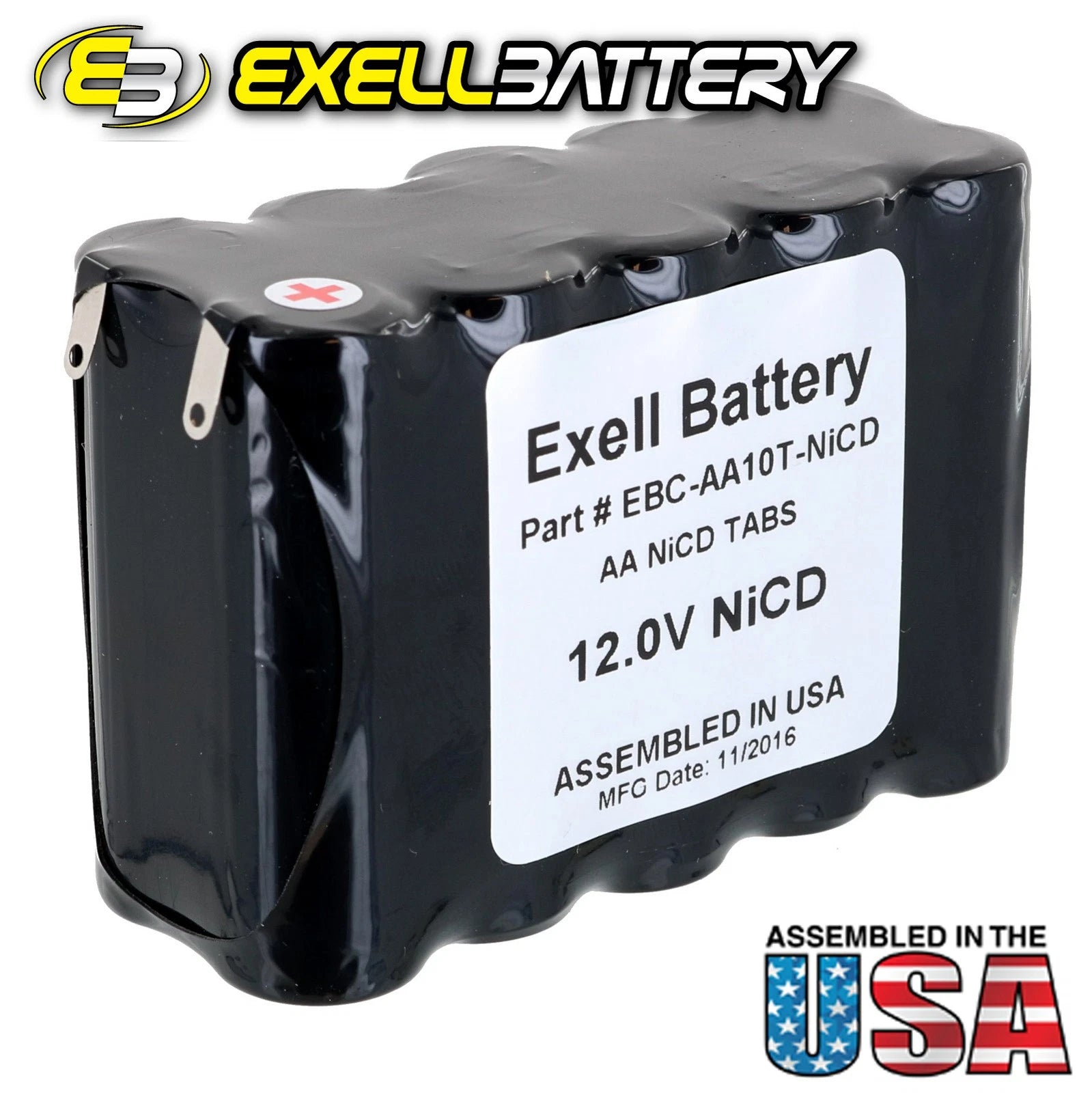 Exell 12 V 1000 mAh (10xAA) NiCd Battery Pack w/ Tabs