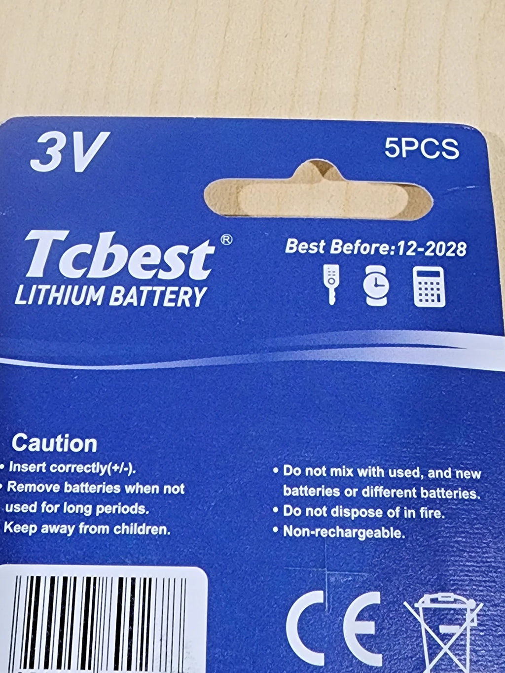 5 pc Tcbest CR2450 Battery 3V Lithium Coin Cell DL2450 Expire 12/2028