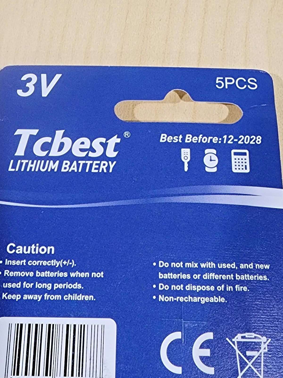 5 pc Tcbest CR2450 Battery 3V Lithium Coin Cell DL2450 Expire 12/2028