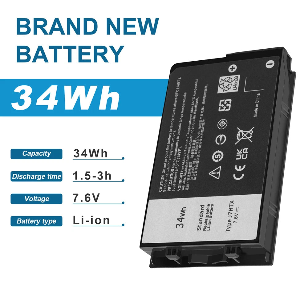 J7HTX Battery for Dell Latitude 7212 7220 Rugged Tablet Battery 2JT70 FH8RW 34Wh