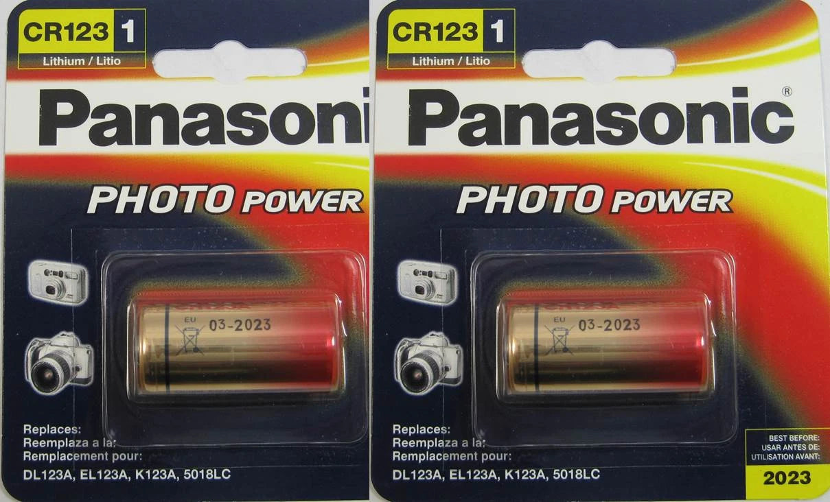 2 Panasonic CR123 CR123A 123 Lithium Photo 3V Batteries Expires 2023