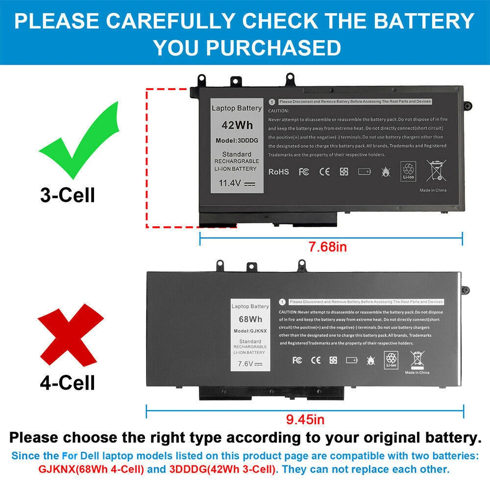 ? 3DDDG Battery For Dell Precision M3520 M3530 Latitude E5480 E5490 E5580 E5590