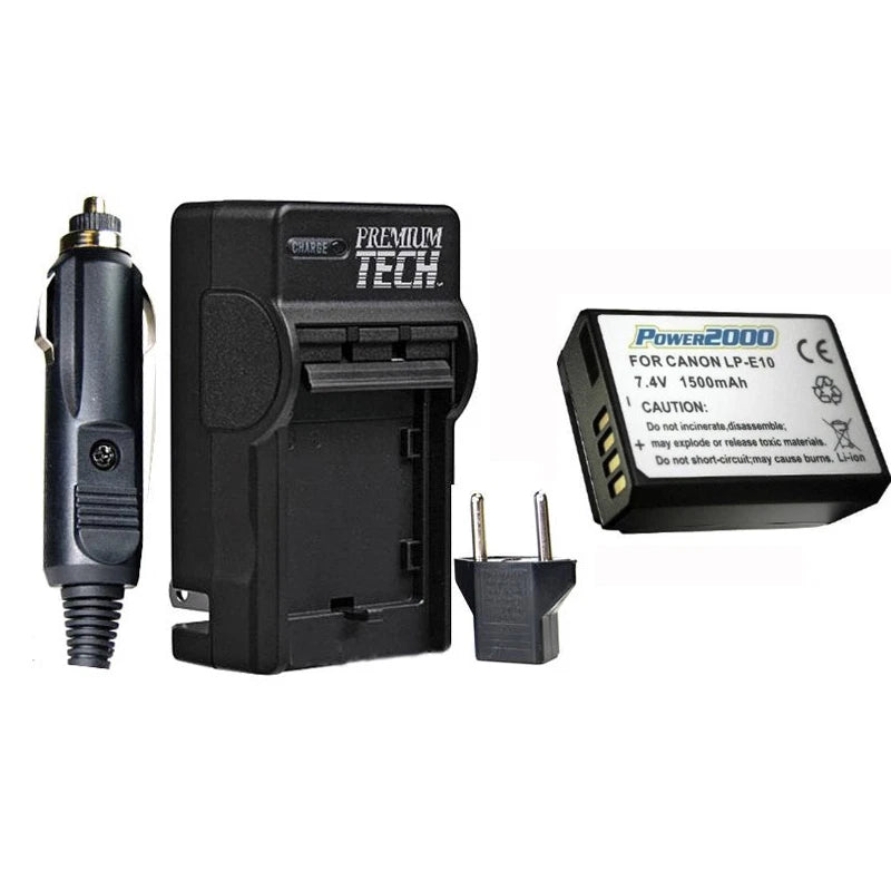 LP-E10 Battery and Charger for Canon EOS Rebel T3, T5, T6, T7 SLR Camera