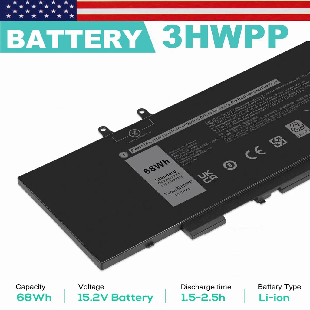 For Dell Latitude 5401 5501 Precision 3541 3551 68wh Battery N2NLL 10X1J 3HWPP