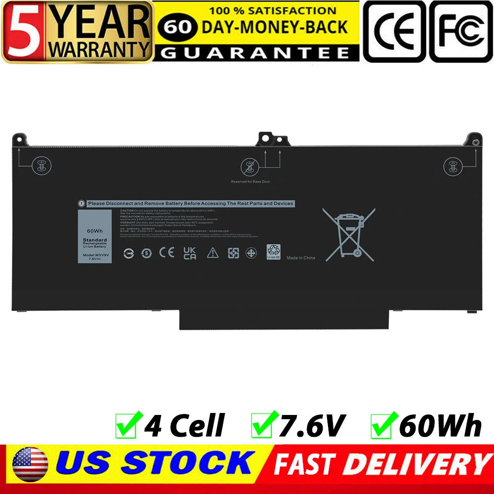 New MXV9V 4Cell Laptop Battery for Dell Latitude 13 5300 5310 2-in-1 7300 7400