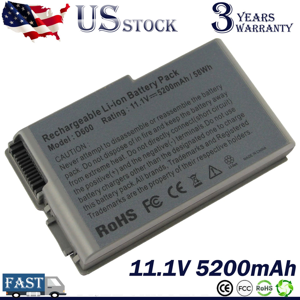 D600 Laptop Battery for Dell Latitude D520 D500 D610 C1295 New 6 Cell US