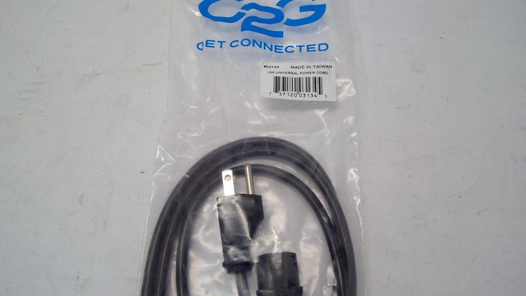 x10 C2G 10ft(3.04m) 18 AWG Universal Power Cord, NEMA 5-15P to IEC320C13 #03134