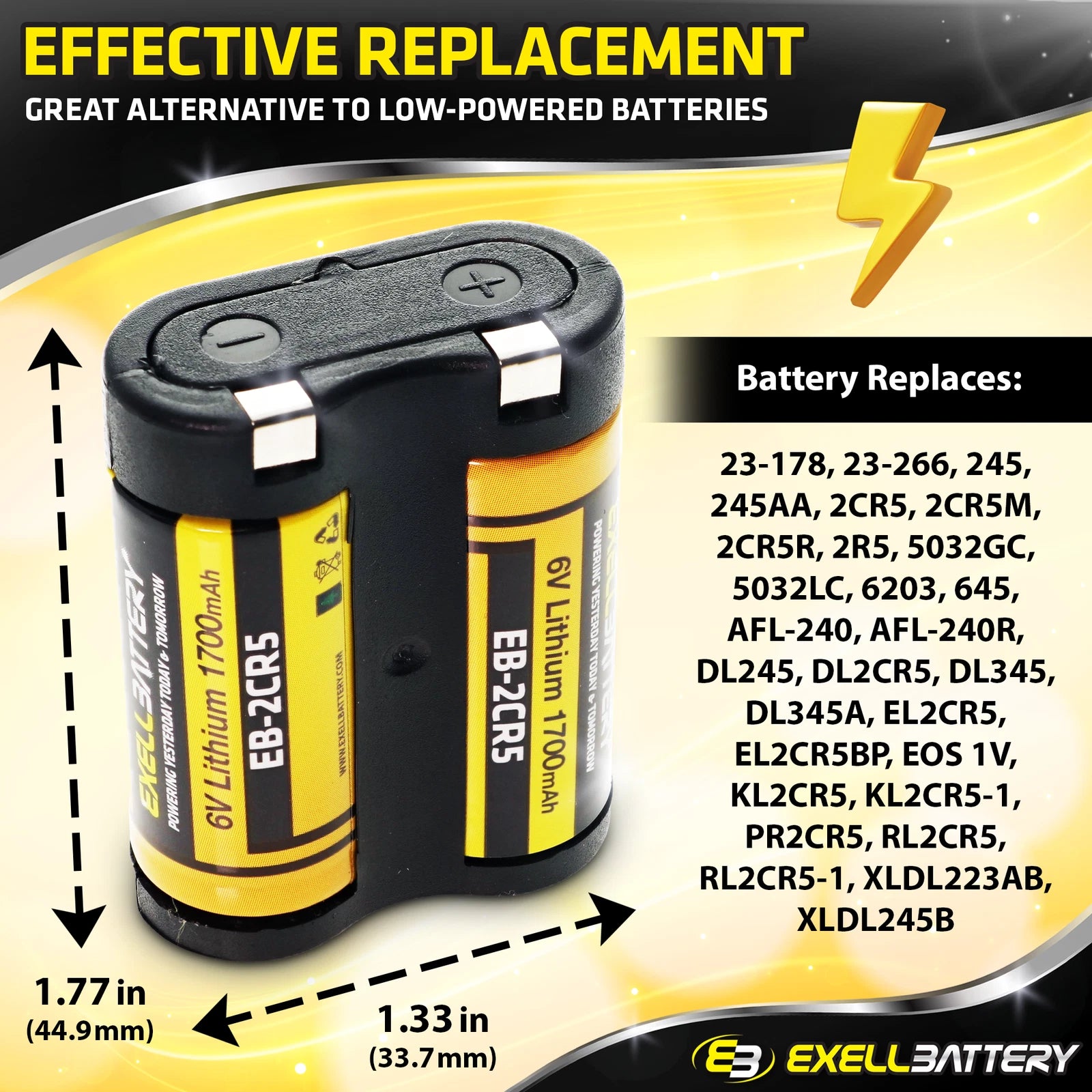 5x 6V 1700mAh 2CR5 Photo Lithium Battery Compatible With 2CR5 DL245 EL2CR5 2CR5M