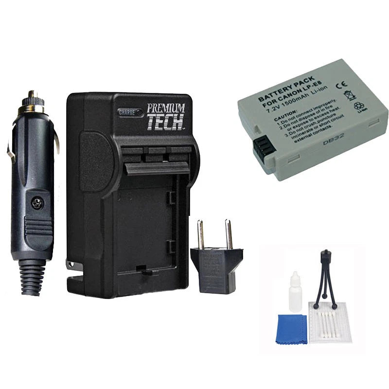 LP-E8 Battery with Charger + 5 Pc Accessory Kit for Canon T2i T3i, T4i, T5i LPE8