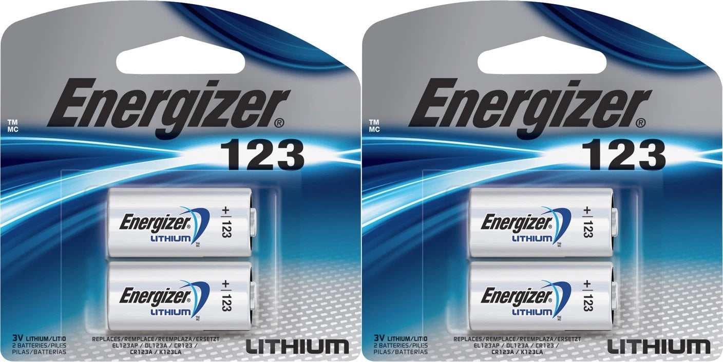 2x2 PACK ENERGIZER CR123A CR123 CR 123 123A LITHIUM 4 BATTERIES EXP. 12-2028