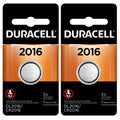 2 2016 Duracell Coin Cell Batteries - Lithium 3V - (CR2016, ECR2016, DL2016)