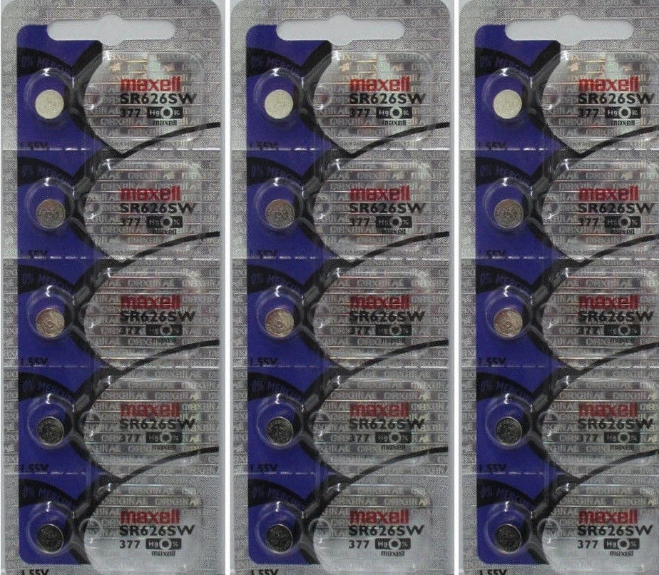 15 Maxell 377 - SR626SW Button Cell Batteries