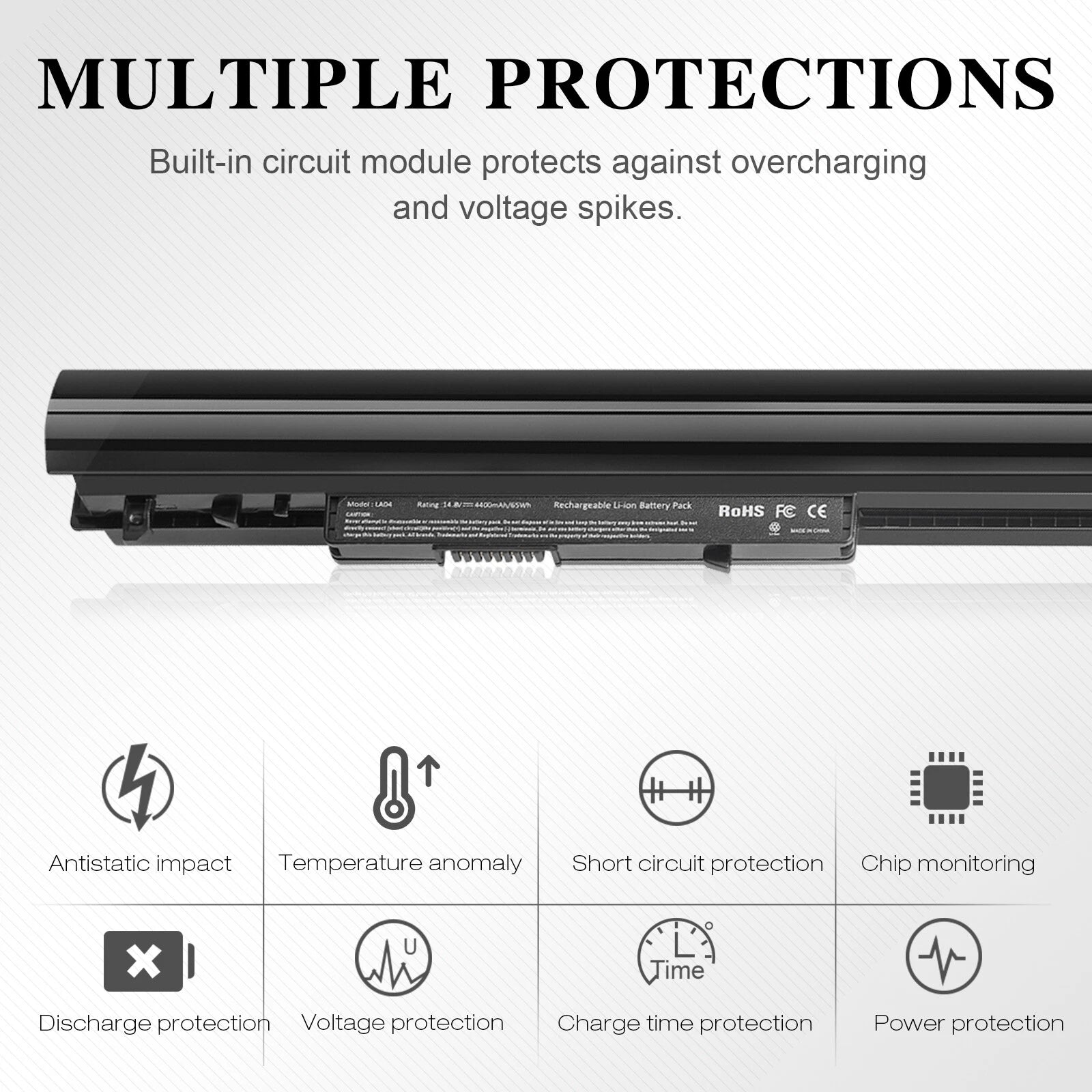 8 Cell Spare 776622-001 Battery for HP LA04 728460-001 752237-001 15-1272WM