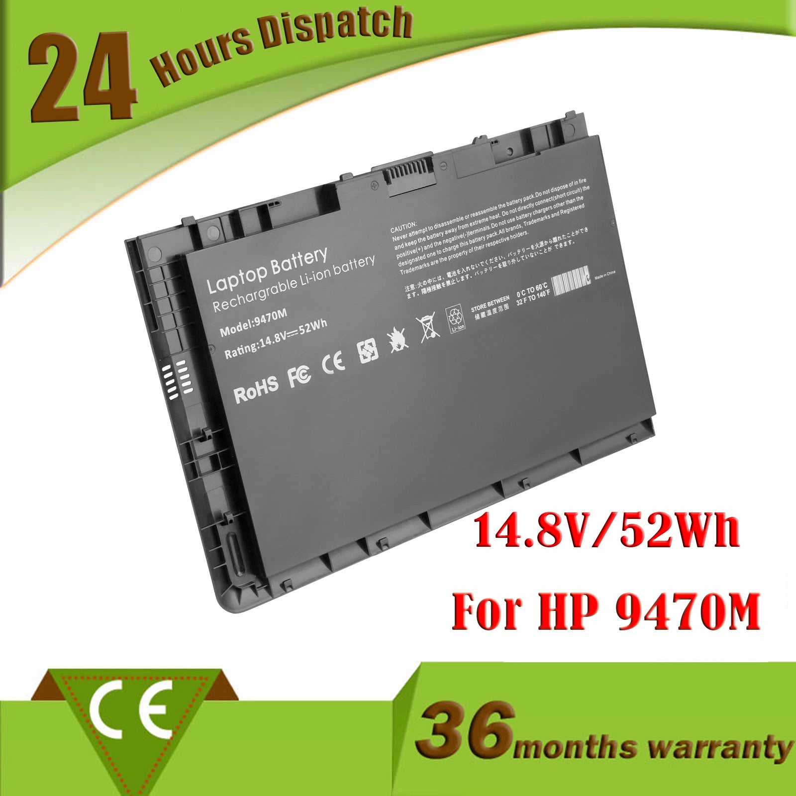 BT04XL Laptop Battery for HP EliteBook Folio 9470M 9480M HSTNN-DB3Z 687945-001