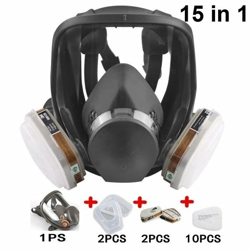 15 in 1 Full Face Gas Mask Facepiece Respirator For Painting Spraying 6000 Serie