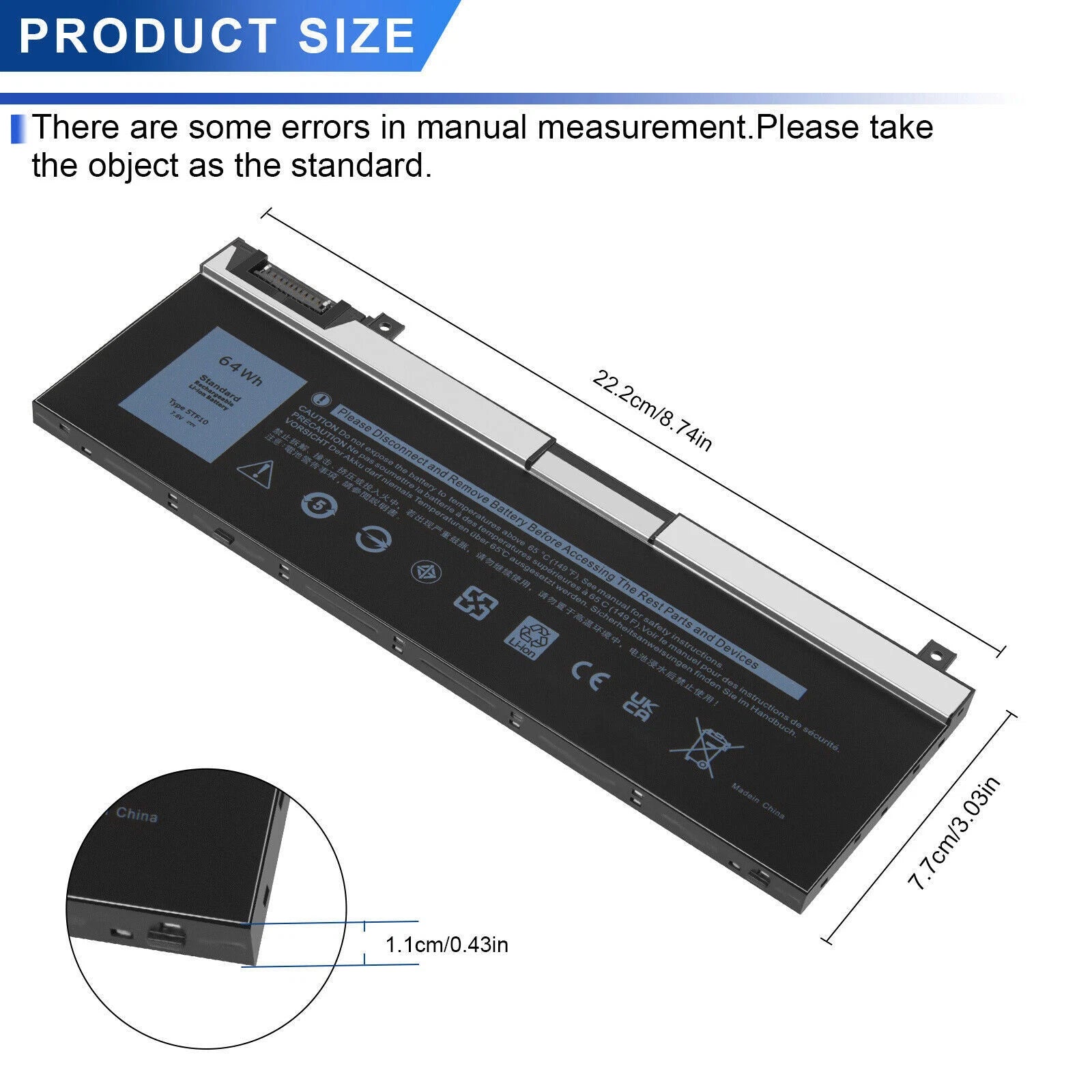 5TF10 Battery For Dell Precision 7730 7740 7530 7540 P34E P34E001 P74F 64Wh 7.6V