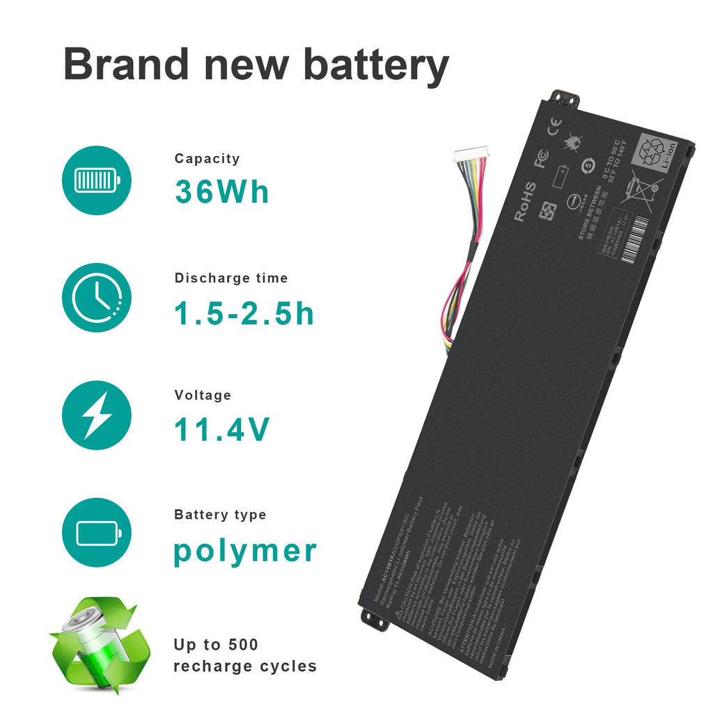 Battery for Acer Aspire ES 15 ES1-531/533 Chromebook CB3-111 AC14B18J AC14B13J