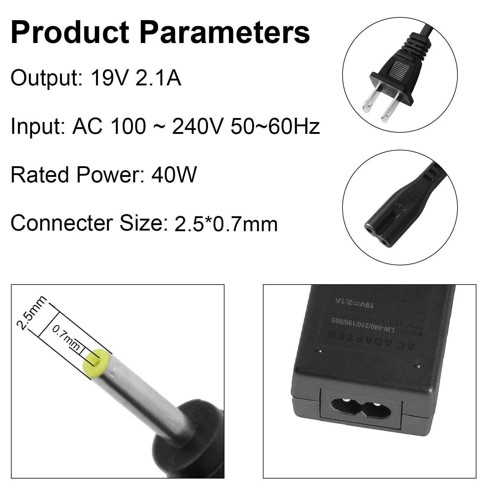 AC adapter Charger FOR Asus Eee PC 1001 1001P 1001PX Battery Power Supply Cord F