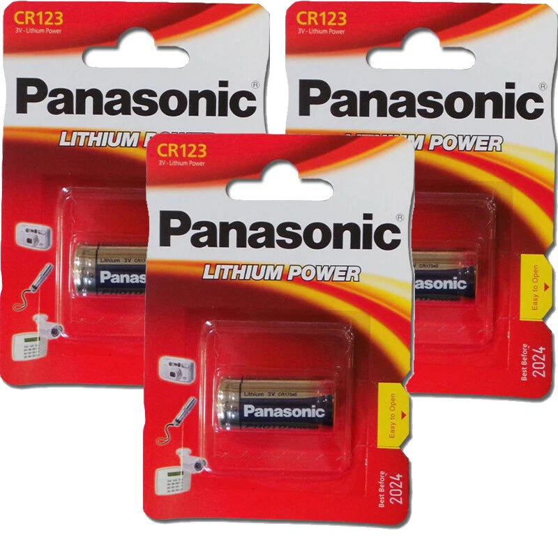 3x Panasonic CR123A CR123 123 3V Photo Lithium Battery