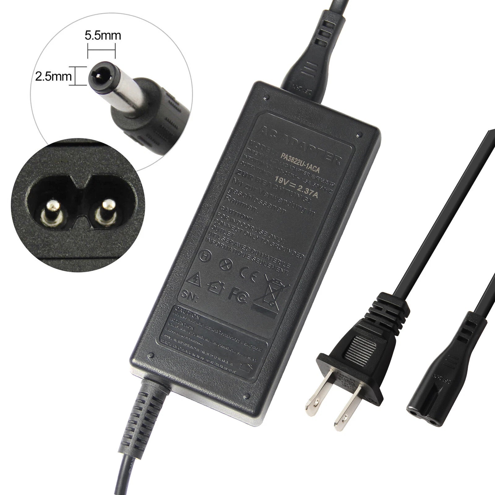 AC Adapter Charger for Toshiba Satellite Laptop with Power Cord 19V 45W 65W 90W