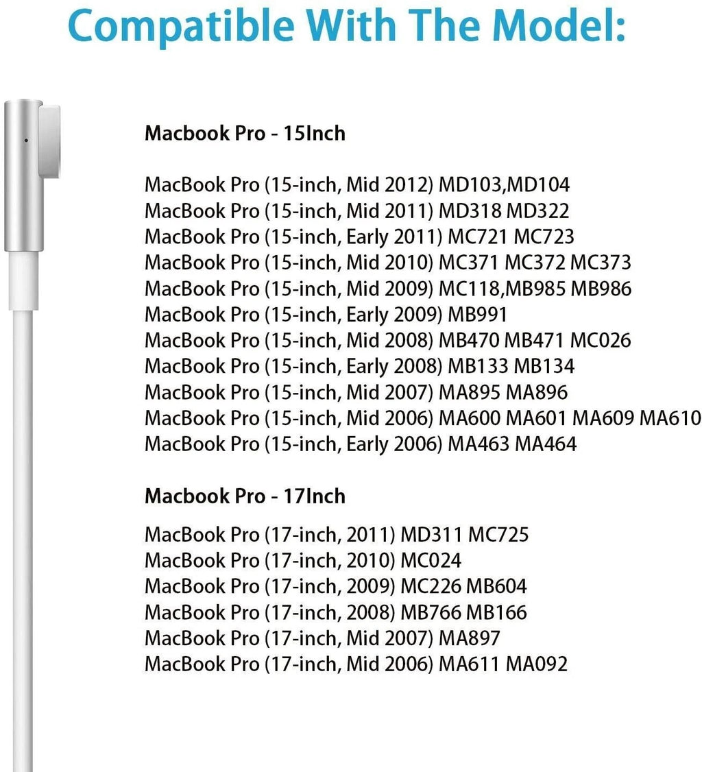 85W AC Power Adapter Charger for Apple Macbook Pro 15" 17" A1286 2008-2012 L-tip