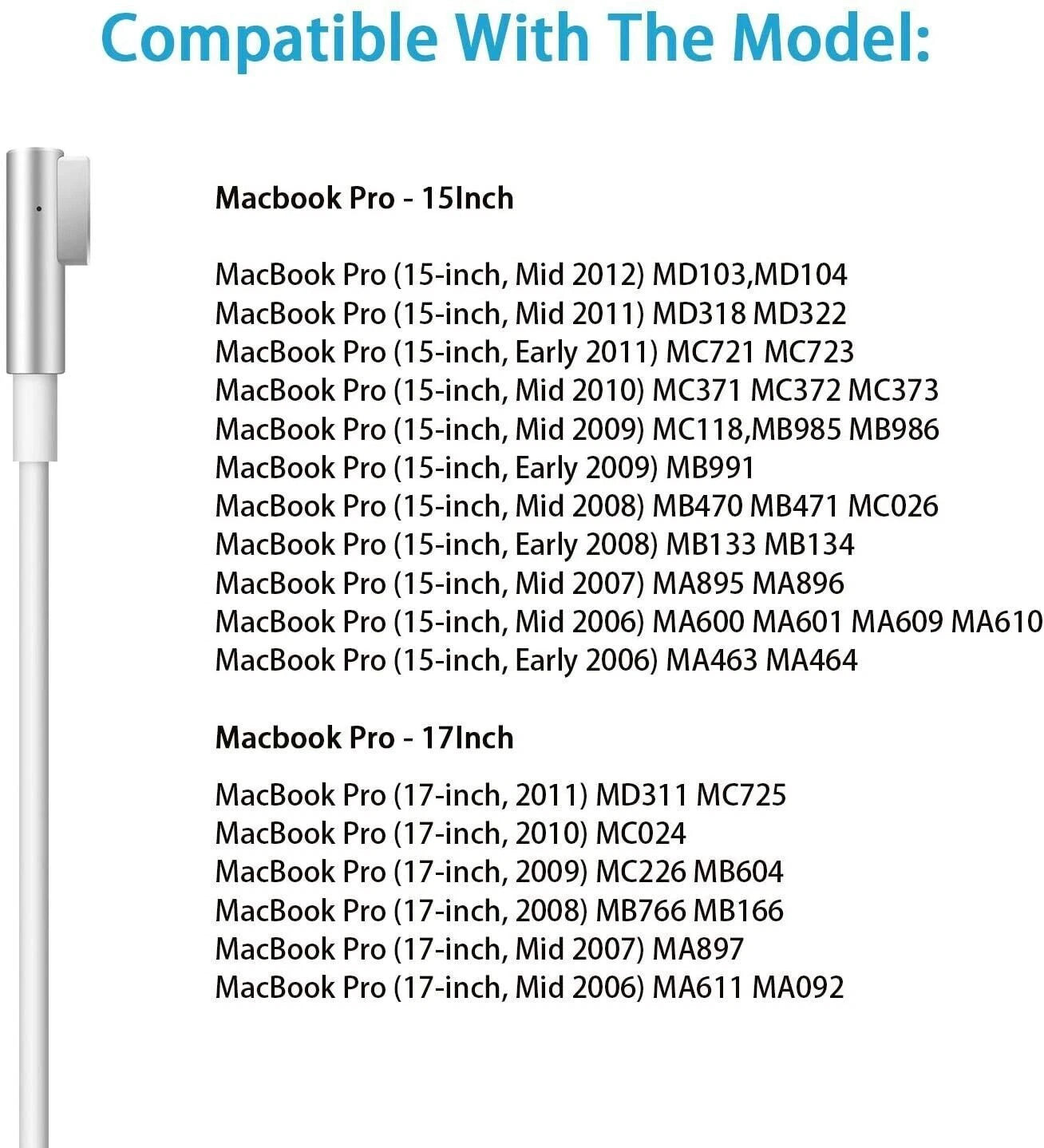 85W AC Power Adapter Charger for Apple Macbook Pro 15" 17" A1286 2008-2012 L-tip