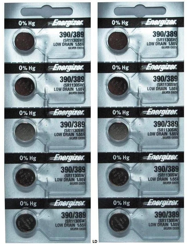 ENERGIZER 390/389 SR1130SW WATCH BATTERIES E390 389 NEW SEALED Authorize Seller