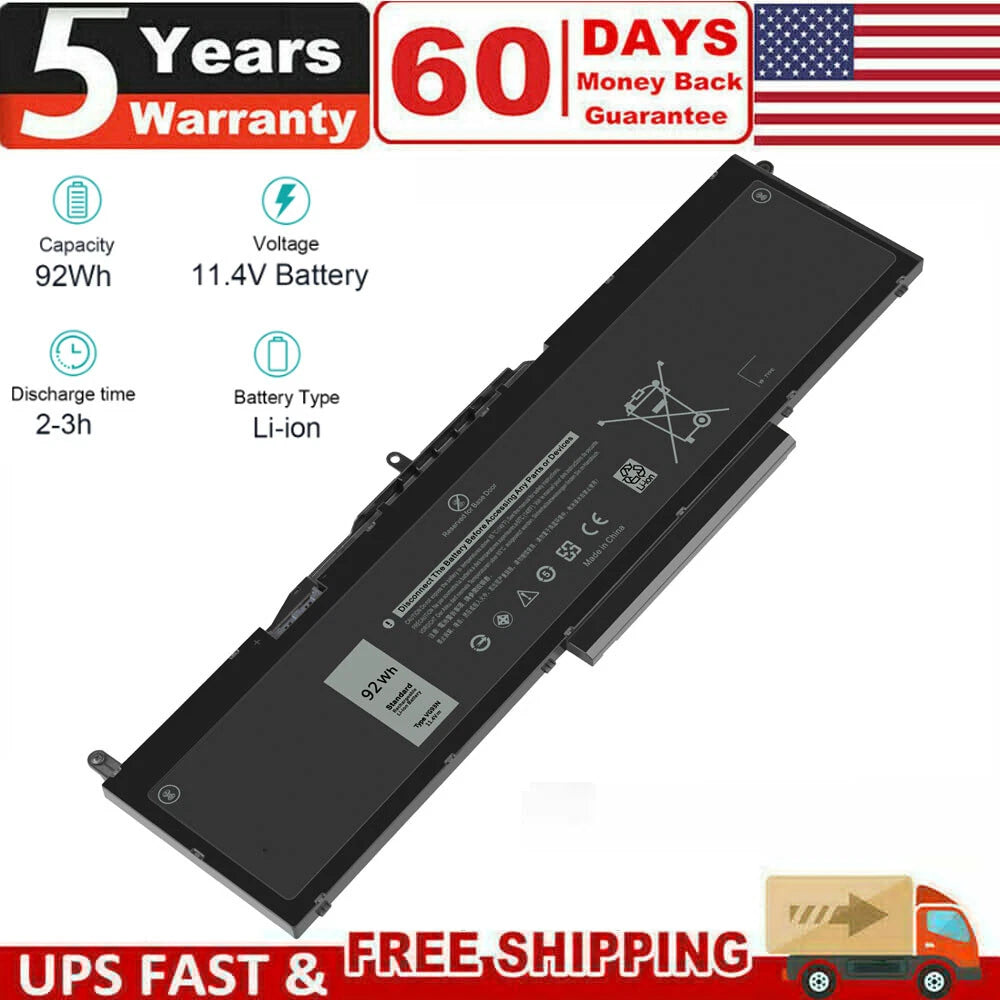 92WH VG93N Battery For Dell Precision 15 3520 3530 Latitude 15 5580 5590 5591