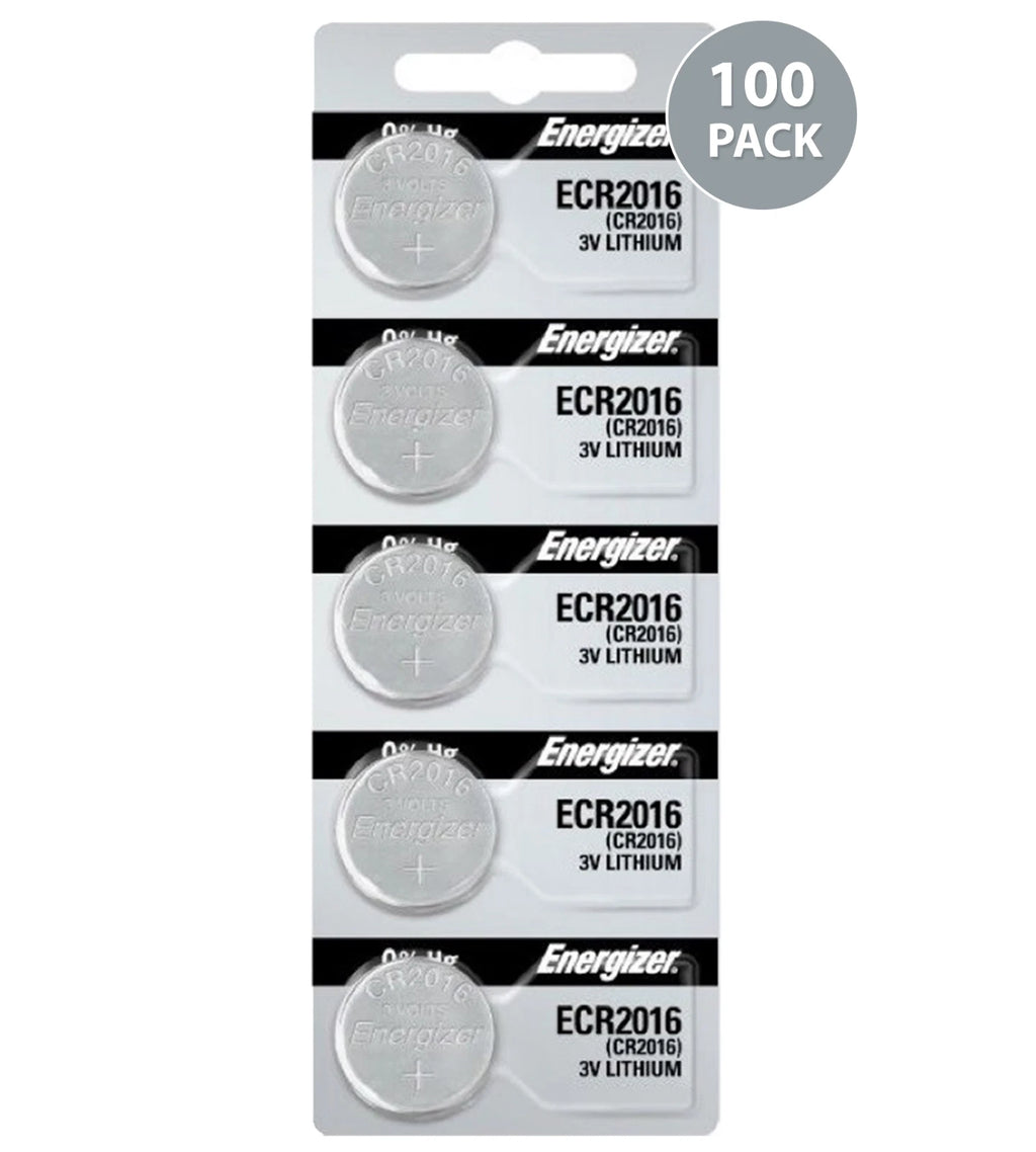 100 Fresh Energizer CR2016 ECR2016 3V Lithium Coin Batteries (100 Coin Cells)