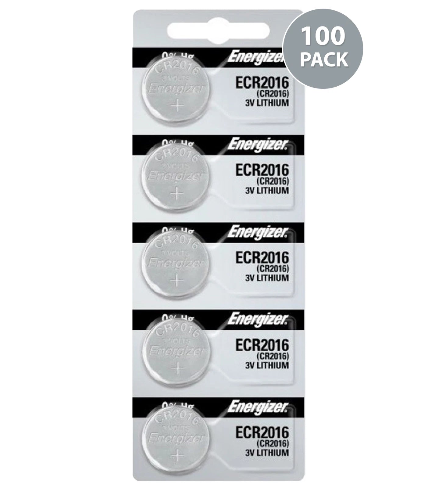 100 Fresh Energizer CR2016 ECR2016 3V Lithium Coin Batteries (100 Coin Cells)