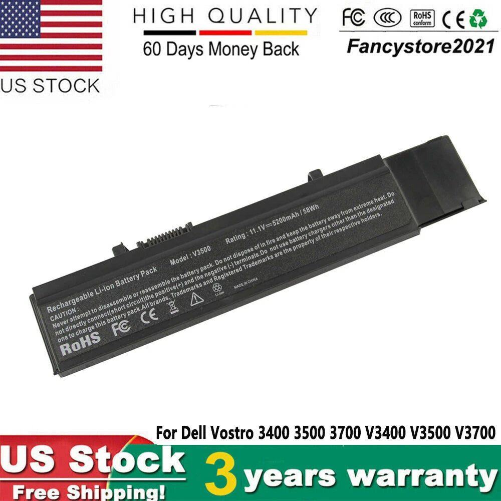 6 Cell Battery for DELL vostro 3400 3500 3700 7FJ92 04D3C 4JK6R 04GN0G 0TXWRR