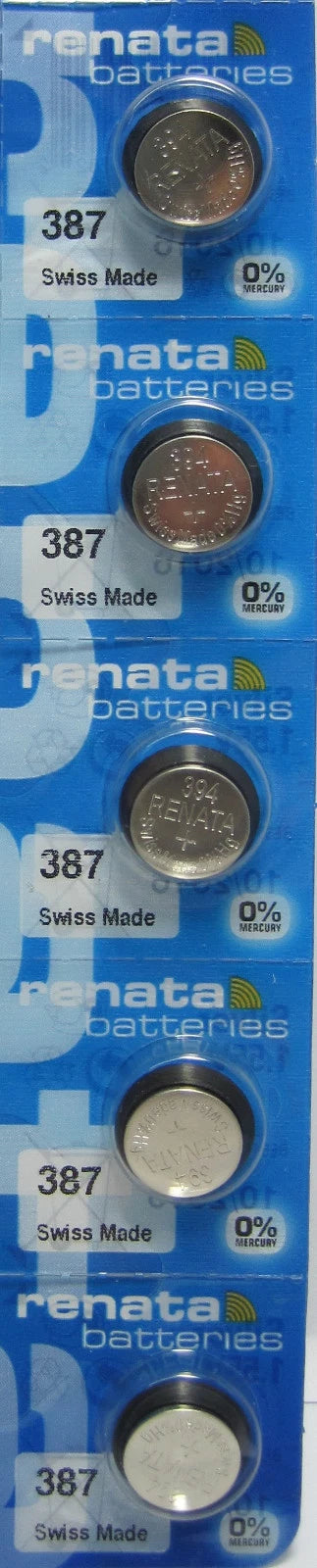 Renata 387S Coin Cell Silver Oxide With Spacer Ring Batteries 5 Pcs