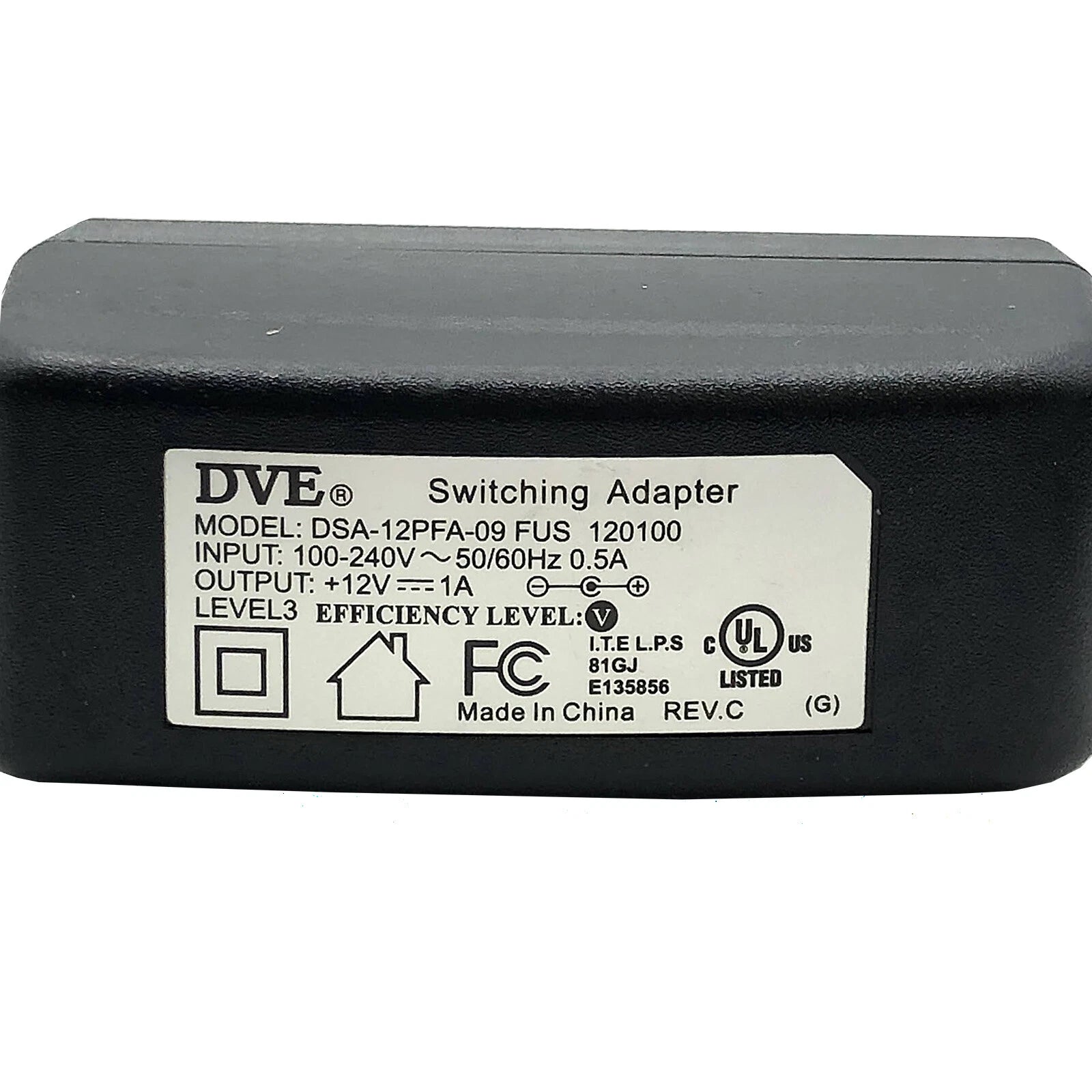 New Genuine 12W DVE DSA-12PFA-09 FUS 120100 Switching AC Wall Adapter 12V 1A
