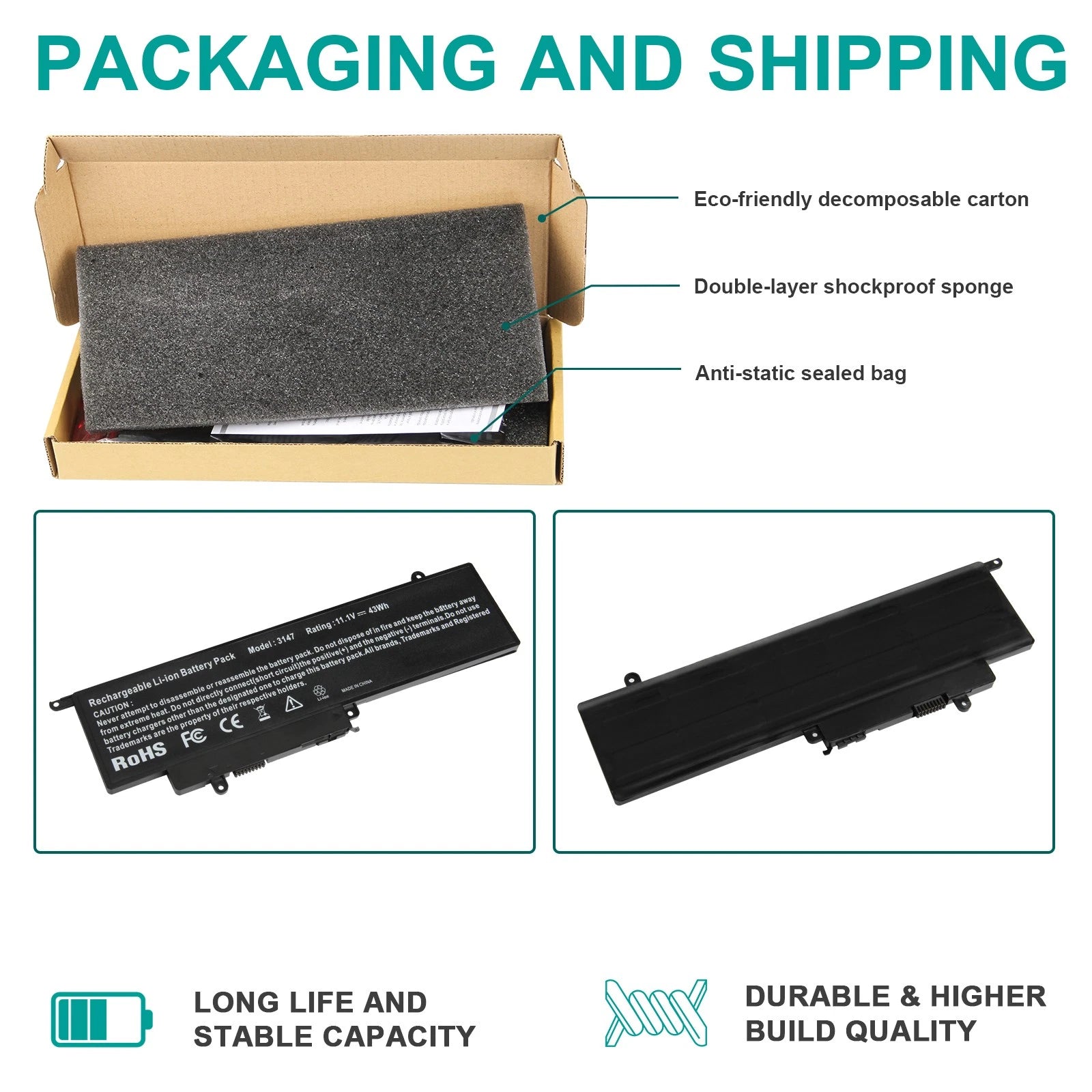 GK5KY BATTERY 43wh FOR DELL INSPIRON 11 3000 3147 3148 3152 13 7000 7348 15 7568