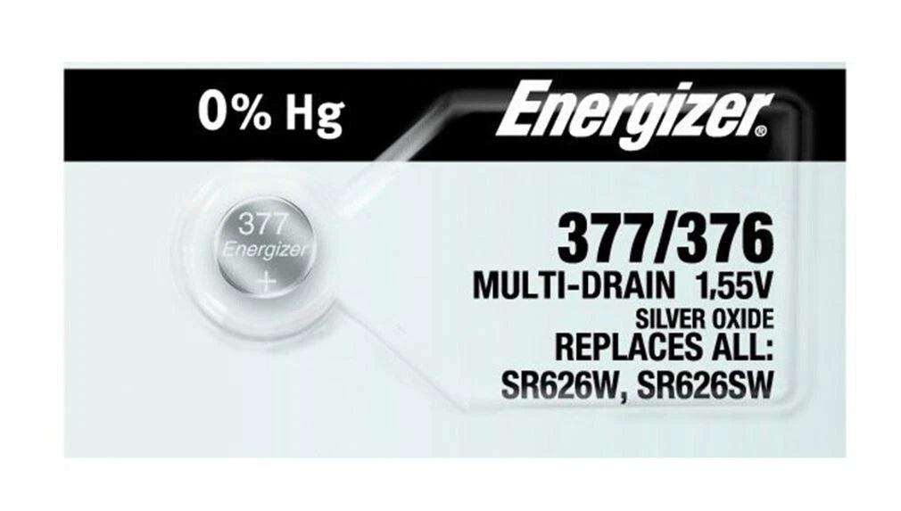 2 x Fresh carded Energizer 377 376 Silver Oxide Watch Battery SR626SW SR626W