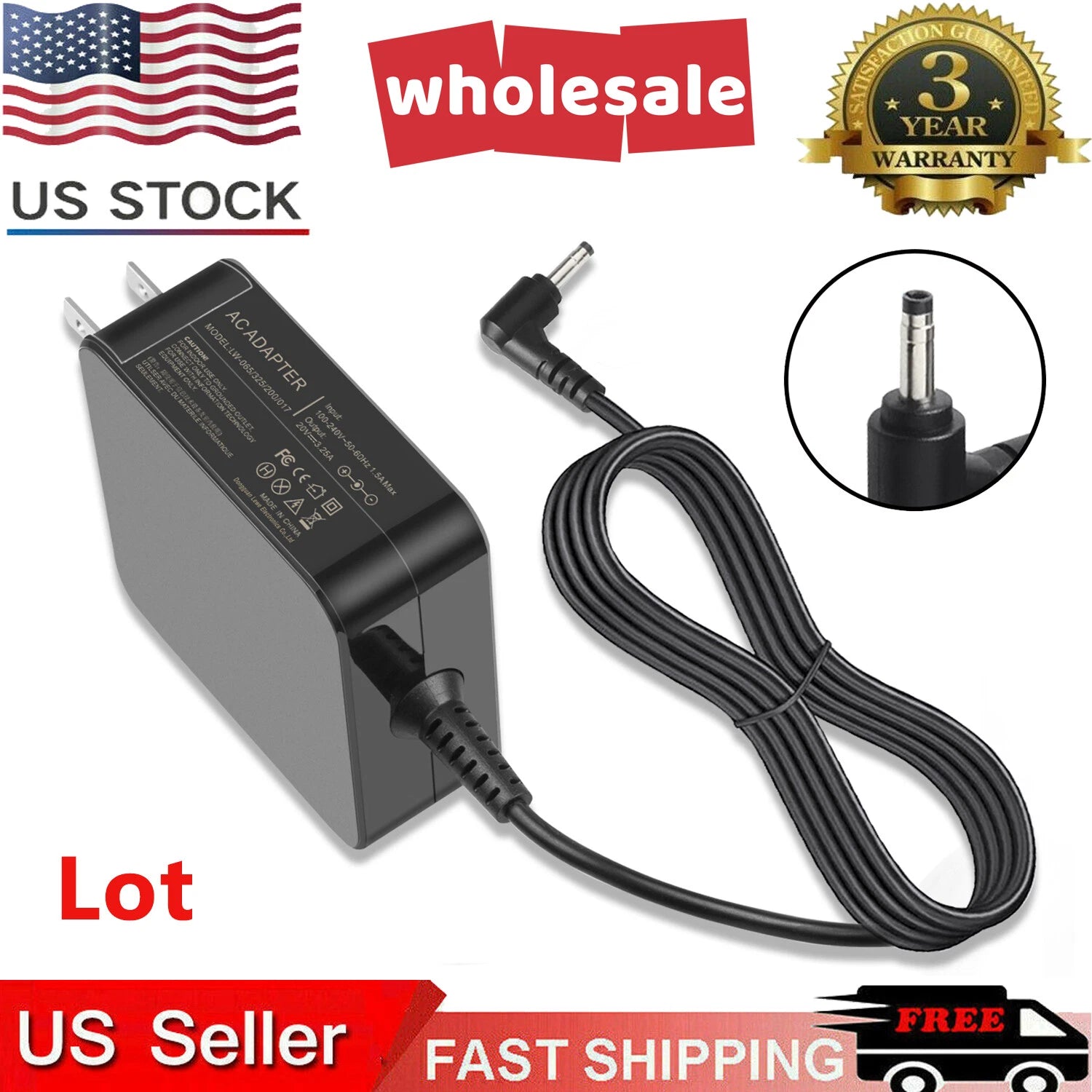 LOT Wall Charger For Lenovo Ideapad 310 330 110-15ISK 110-15IBR AC Power Adapter