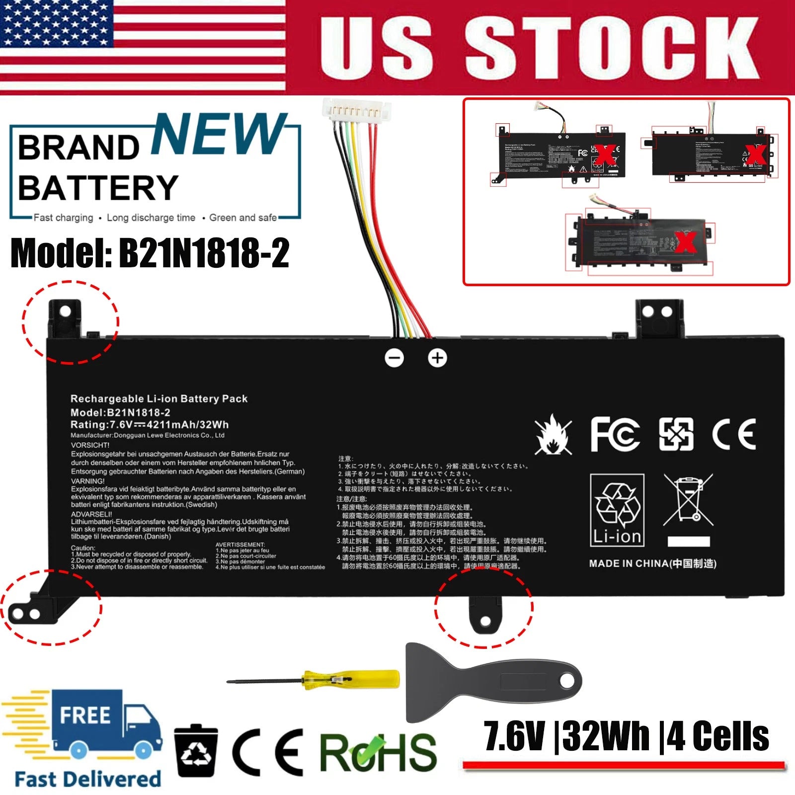 ?Battery B21N1818-2 C21PpJH for Asus VivoBook 14 F412 F412D F412DA C21N1818-2