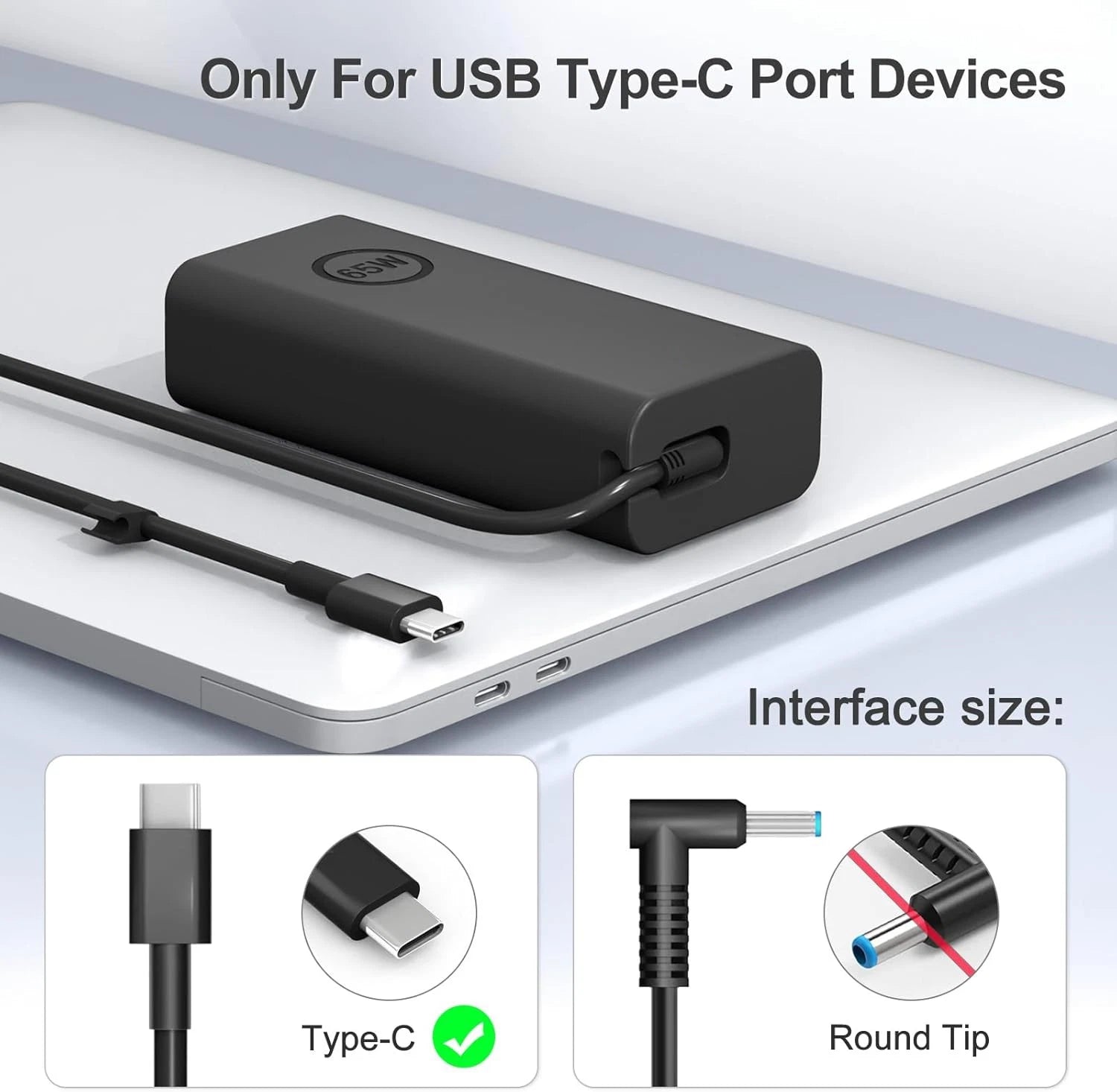 For Dell 65W 90W 130W USB-C Type C Charger AC Power Adapter HA65NM190, DA65NM190
