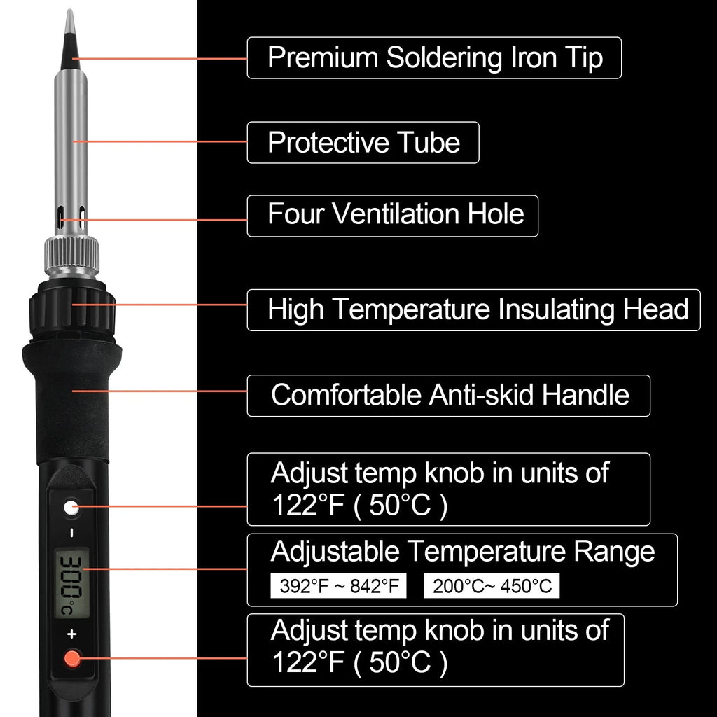80W Electric Soldering Iron Welding Gun Kit Solder Wire Adjustable Temperature
