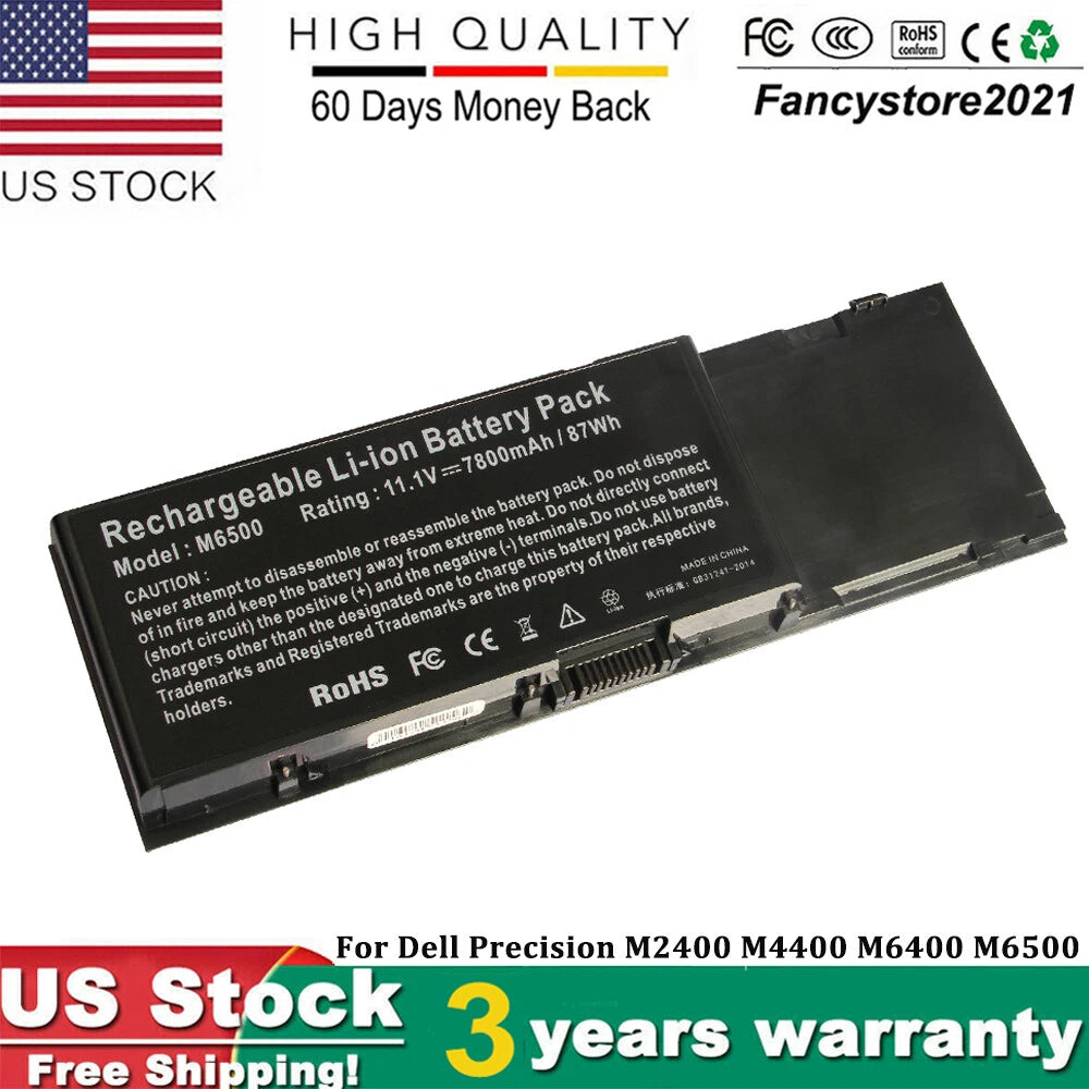 9CELL BATTERY FOR DELL PRECISION M6400 M6500 C565C 8M039 F678F DW554 P267P 7.8AH