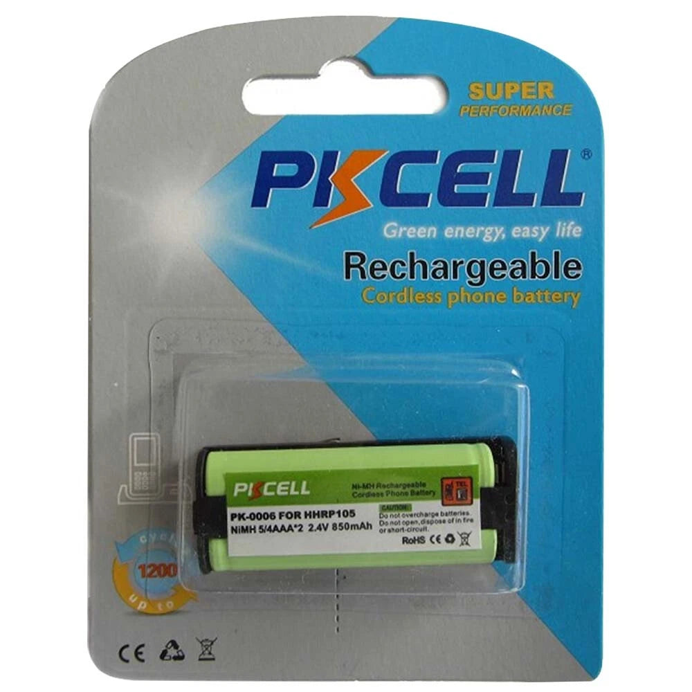 PKCELL PK-0006 Cordless Phone Rechargeable NiMH 850mAh Battery 2.4V, 1 Pack