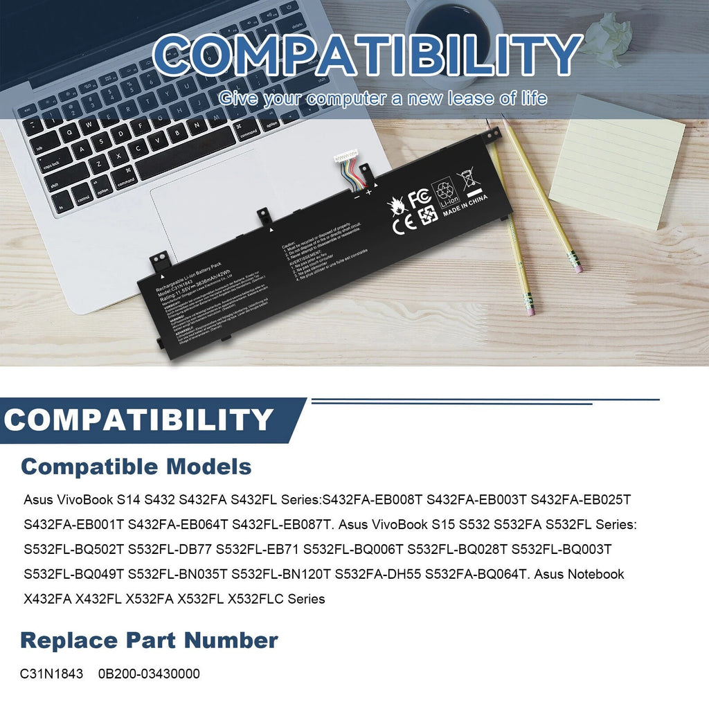 ?C31N1843 Laptop battery for ASUS VivoBook S15 S532F S532FL S432F S432FA S532FA