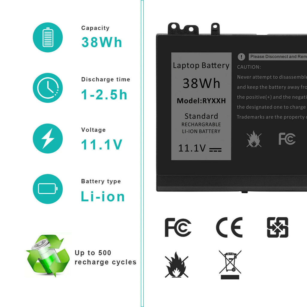 Type RYXXH Battery for DELL Latitude 3150 3160 12" E5250 Latitude E5450 14" USA