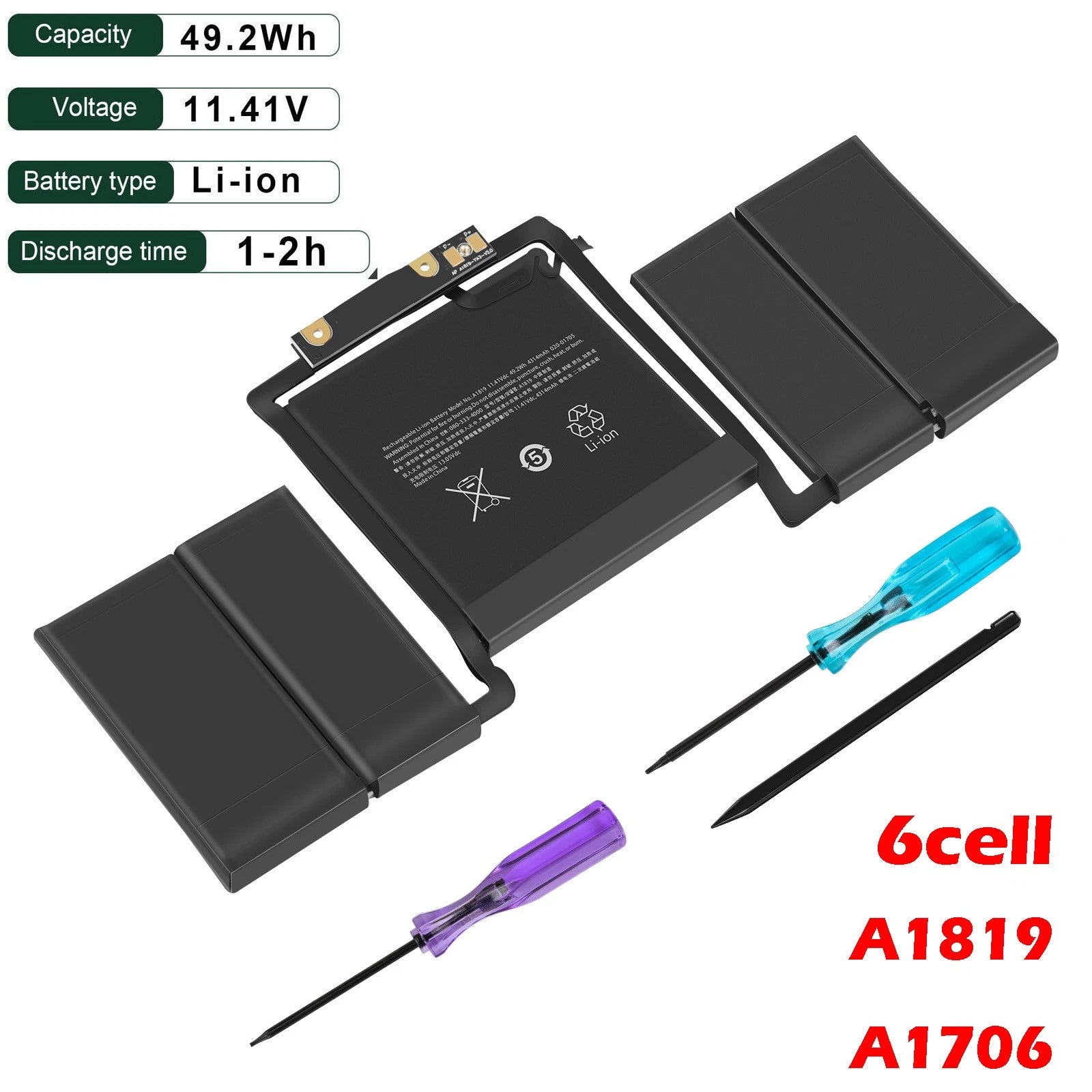 ?A1819 A1706 Battery for MacBook Pro 13" Late 2016 Mid 2017 EMC 3071 3163 42.9WH