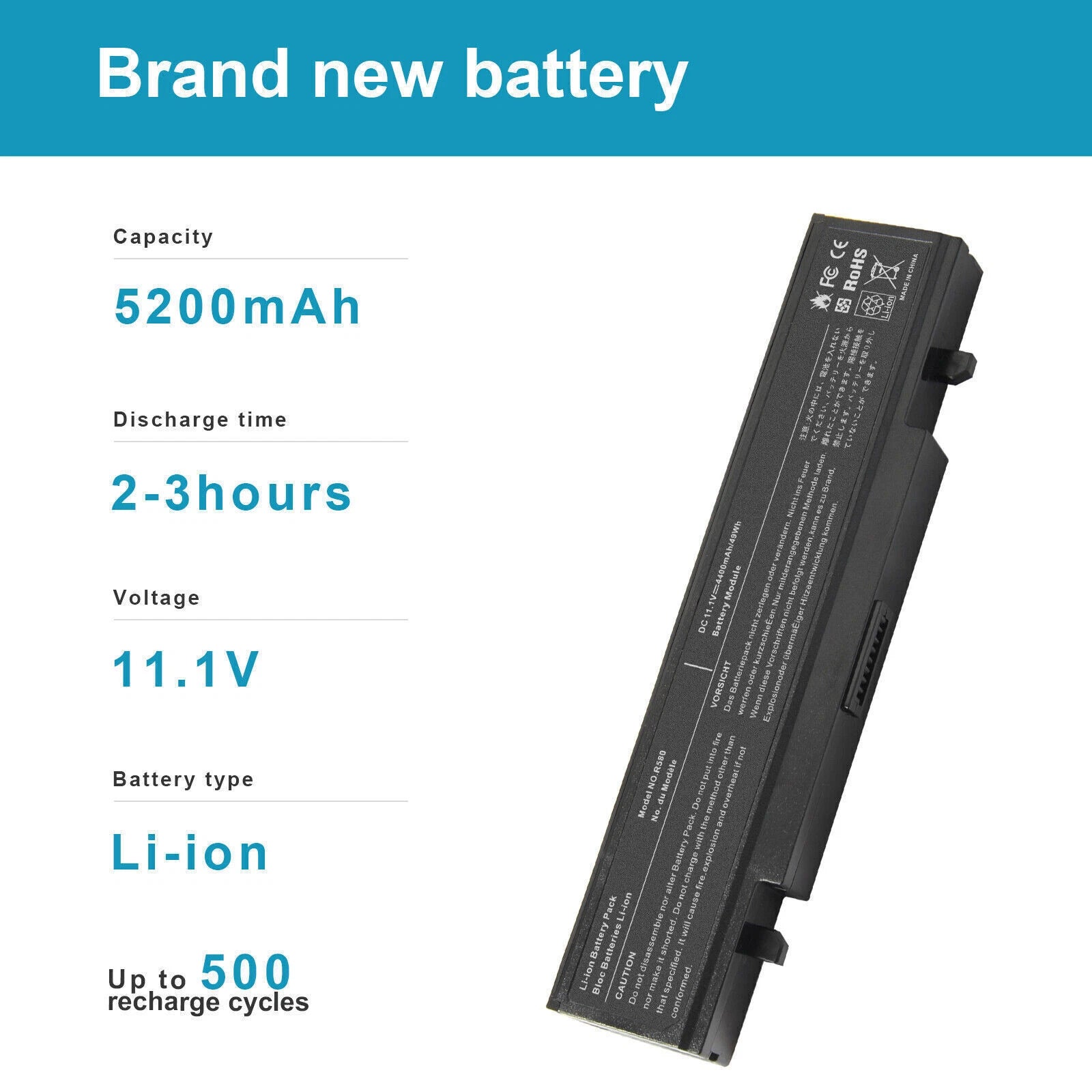 R580 Laptop Battery for Samsung 6Cell AA-PB9NC6B AA-PB9NS6B R428 R780 R730 Q318