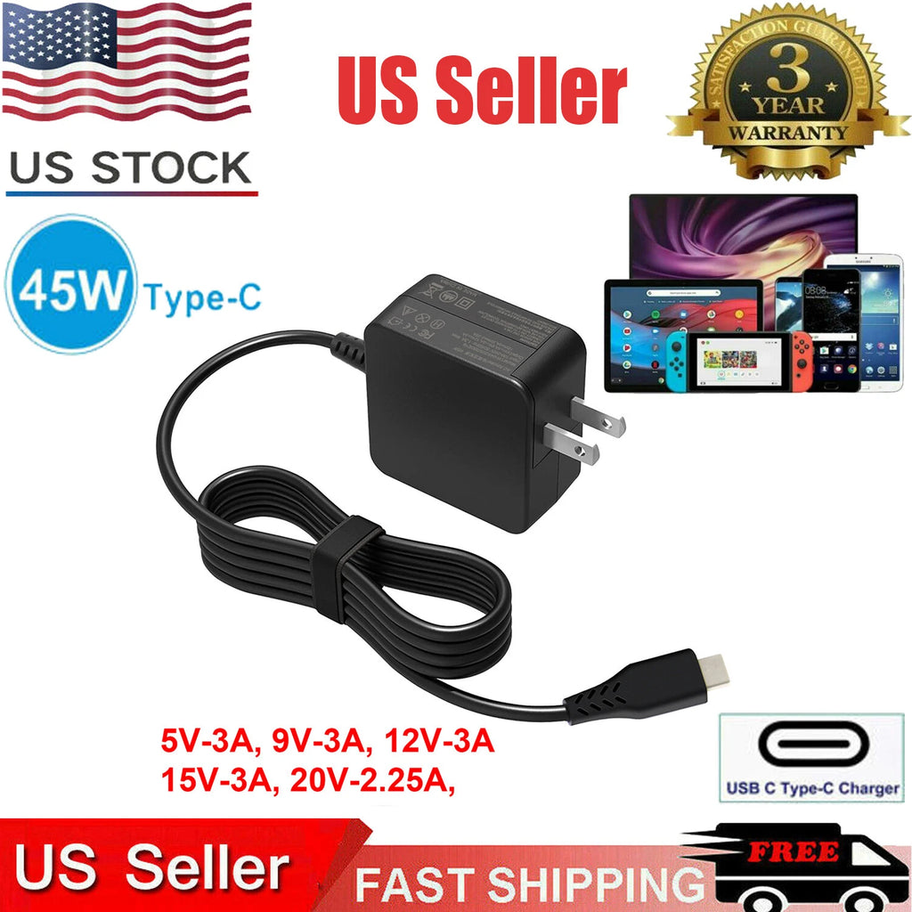 Adapter For Samsung Chromebook 4+ XE350XBA-K01US 45W USB-C Charger Power Cord F