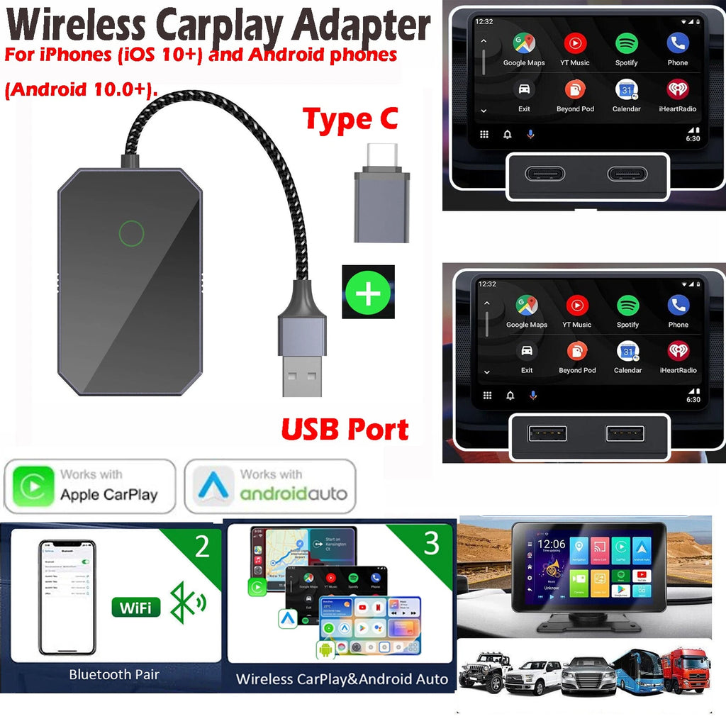 ??Wireless Apple Carplay 2in1 Android Auto Adapter Plug&Play USB Dongle 2026 NEW
